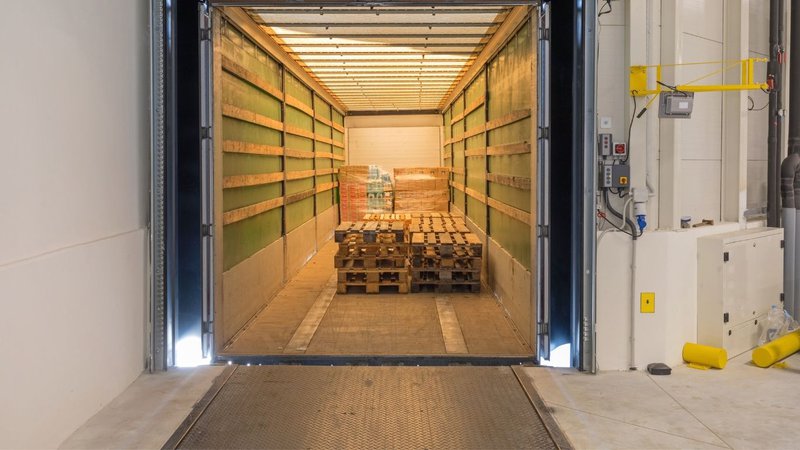 An open loading dock door demonstrating the energy loss common with standard heater convection.