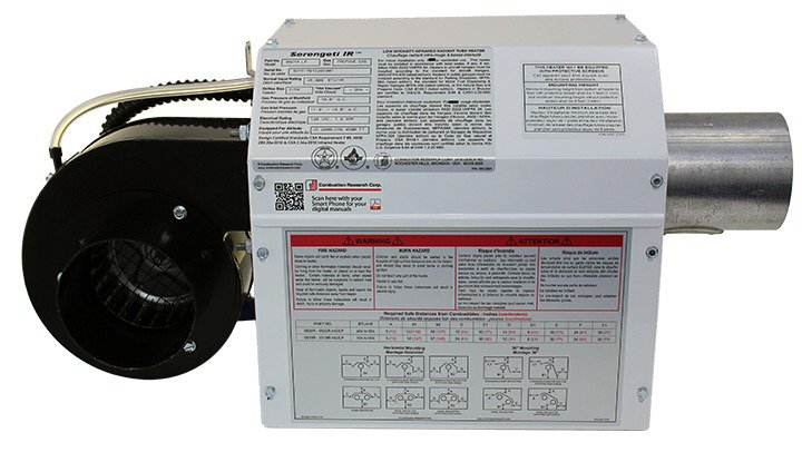 A radiant heat garage heater