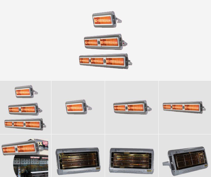 Solaira infrared patio heaters with single, double and triple-element models