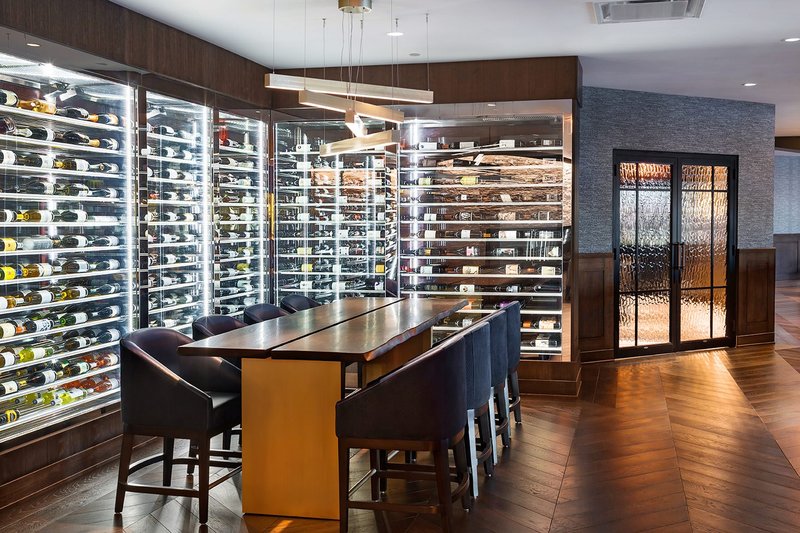 Restaurant cellar with prefinished chevron flooring in European Oak