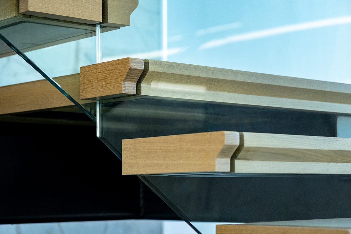 Made to order stair treads using white oak Made to order stair treads using white oak