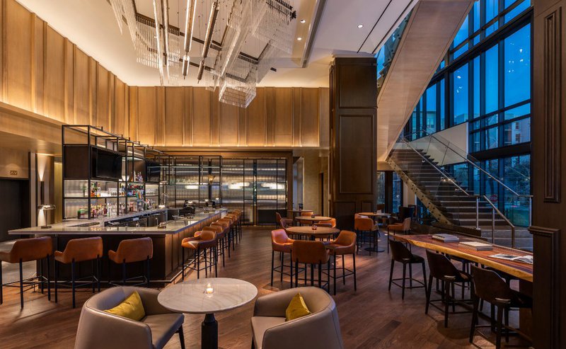 This photo features a dining hall that uses Pecan and White Oak flooring