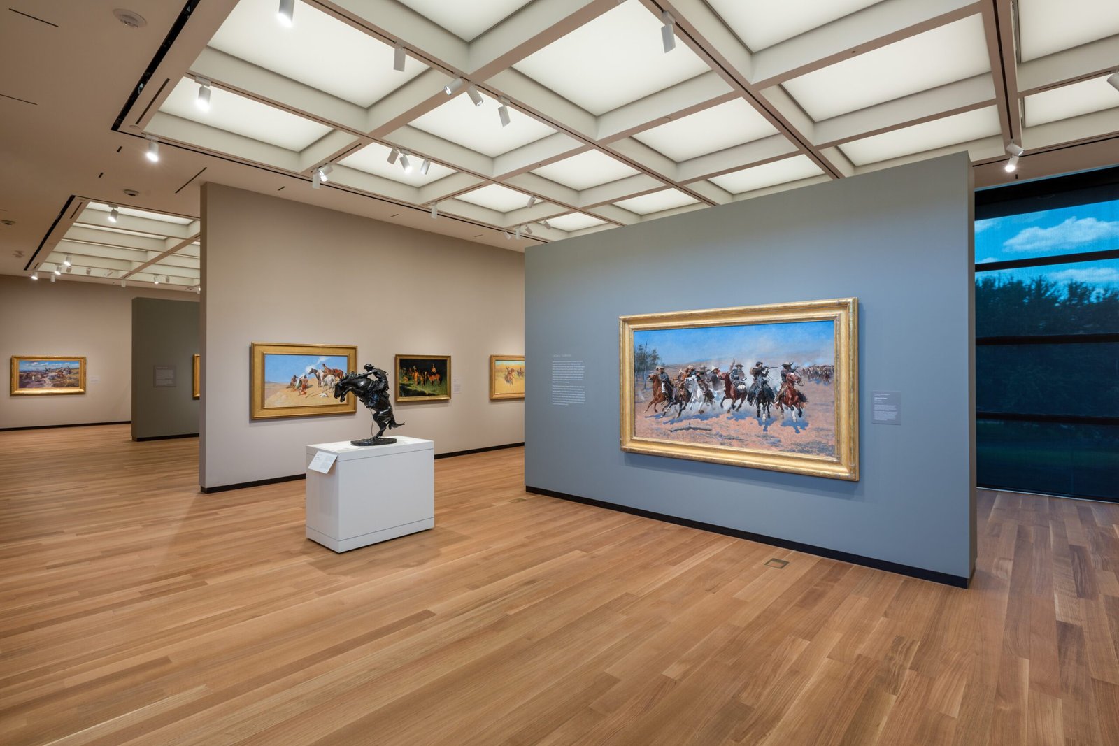 An art gallery that uses an engineered white oak floor An art gallery that uses an engineered white oak floor