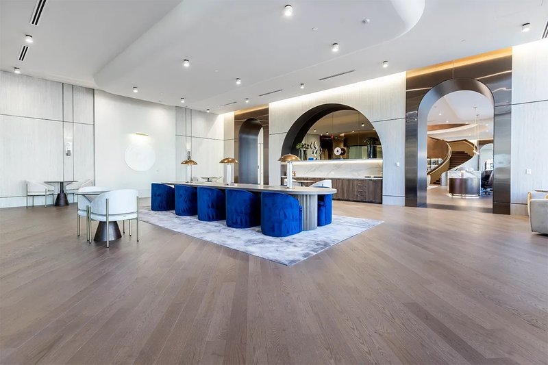 Beautiful reception area built with Select Grade Plain Sawn Red Oak Wood flooring