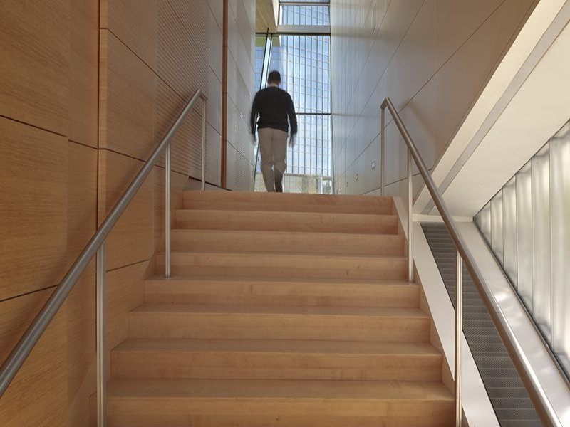 This photo features an office hallway with a minimalist design