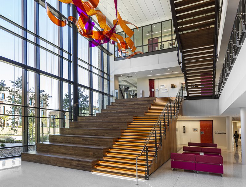 This image shows staircases that incorporate LED lighting for visual interest