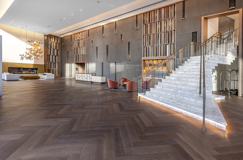 A photo showing the inside of Energy Plaza that's fully furnished.