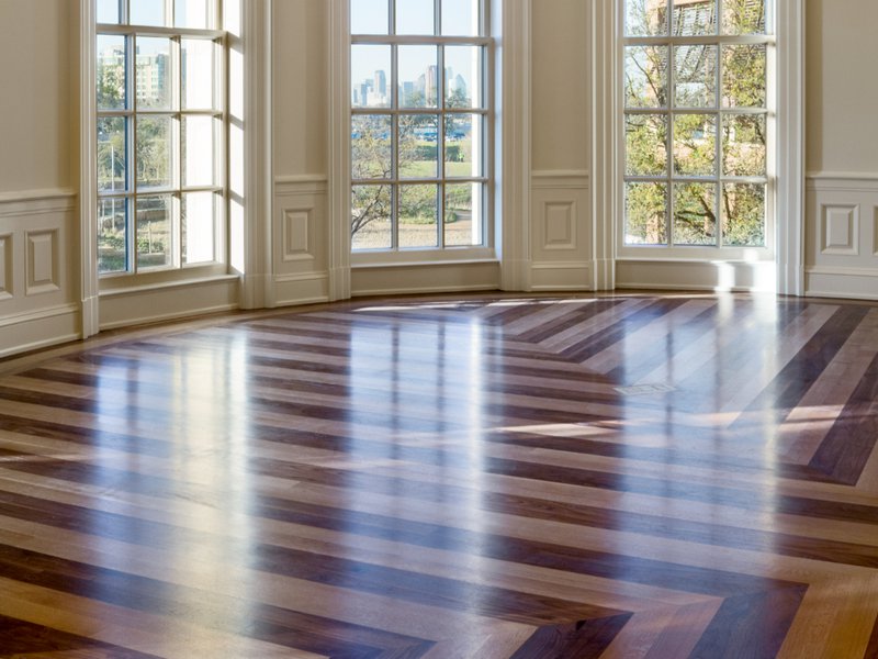 This photo features custom flooring with a unique patter and finish