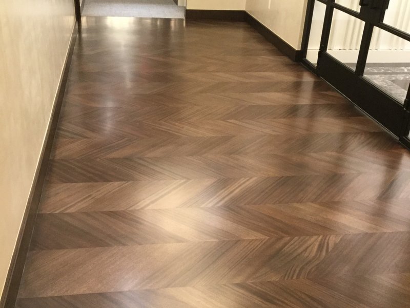 This photo features premium Sapele wood flooring