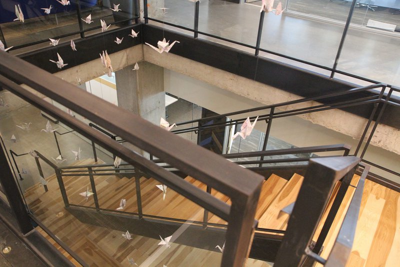 The image shows a staircase that uses Pecan/Hickory stair treads and plinth.