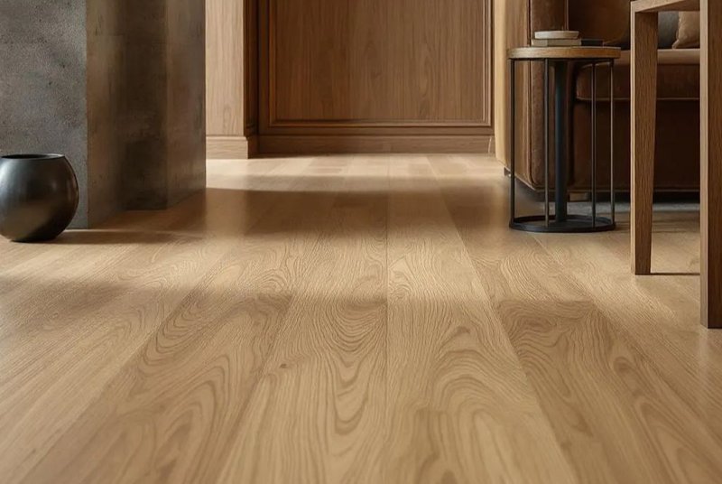 This photo shows a lobby using white oak with a custom finish