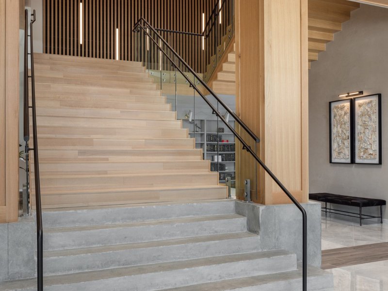 White oak stairs in a boutique hotel