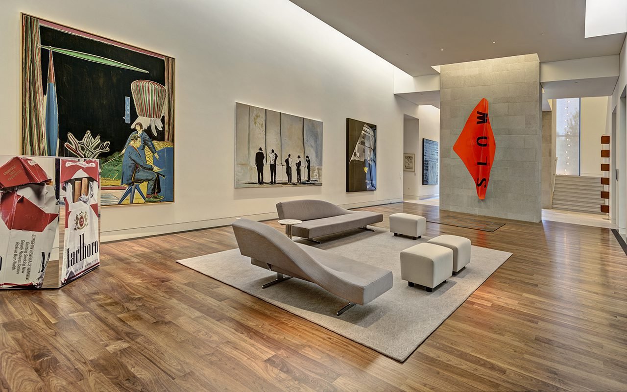 The image shows walnut wood flooring used in a high end residence