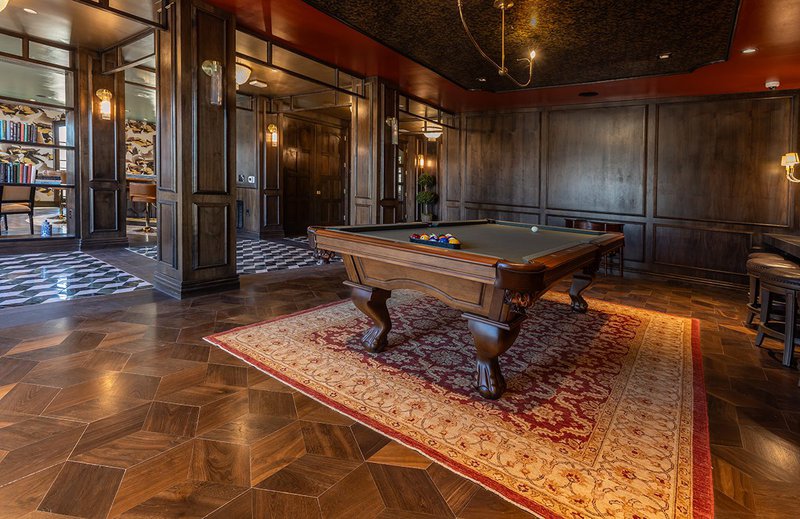 This photo features a hotel lounge with scratch resistant flooring