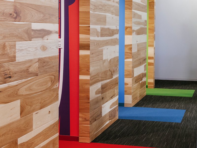 This photo shows an accent wall with texture and color to define the space