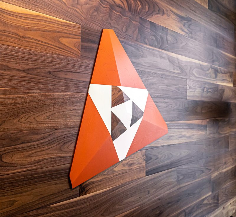 This photo features a logo created using CNC and laser precision.