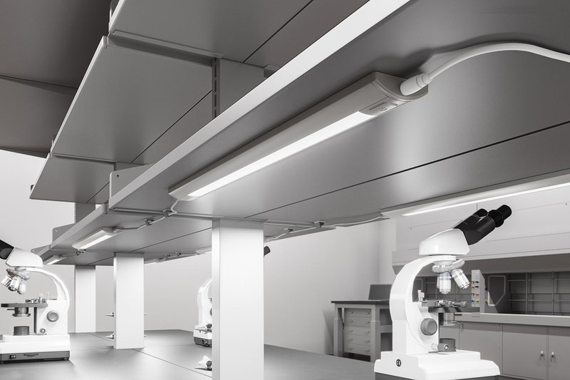 This photo features custom lighting solutions for a laboratory