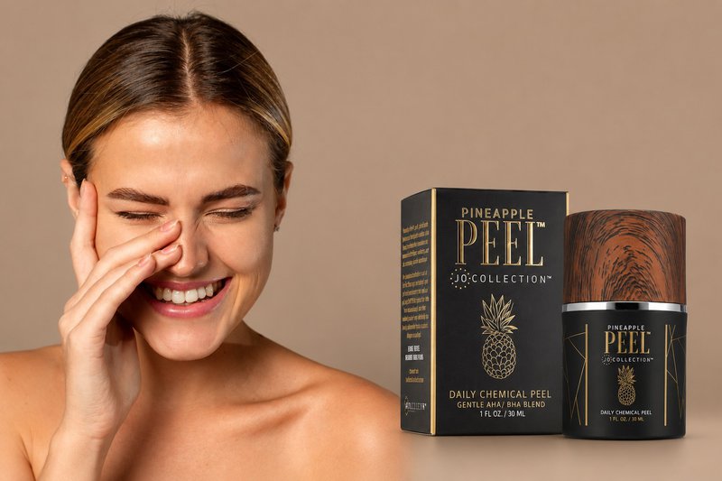 Woman having glowing skin after using Pineapple Peel