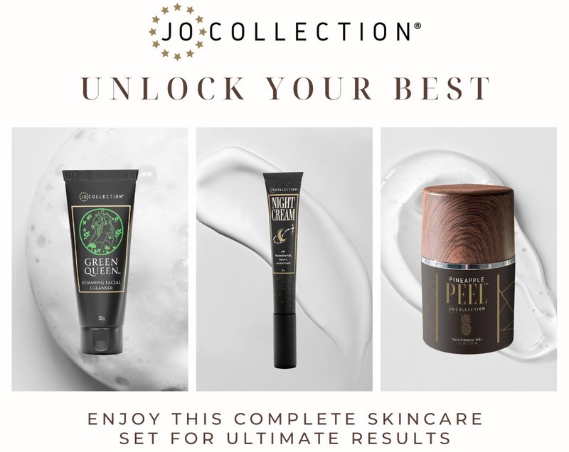 Minimalist skincare routine with Jo Collection products.