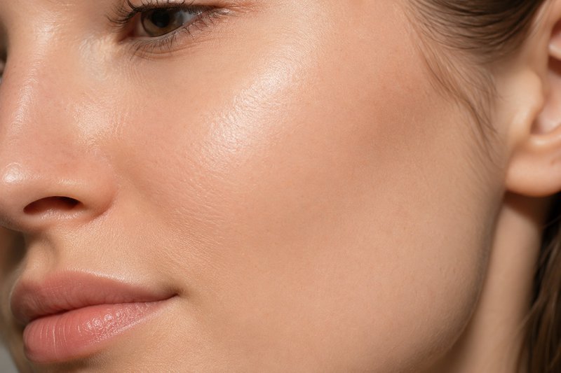 Natural skin close-up in soft lighting