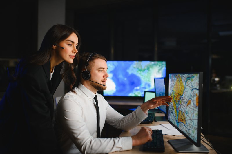 Dispatchers reviewing digital routes to improve field service scheduling and efficiency