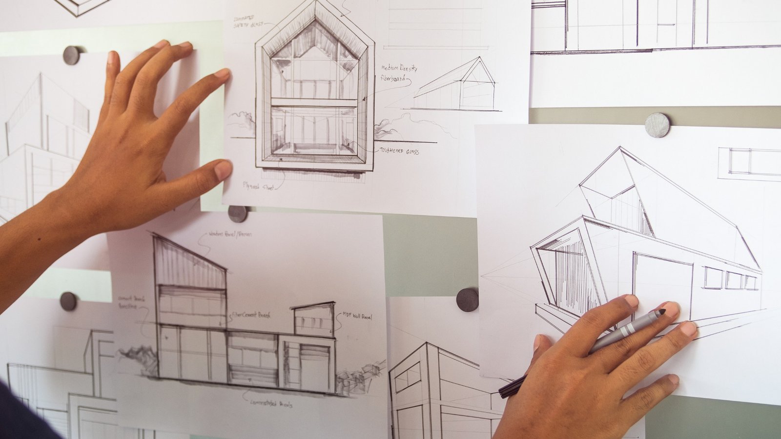 Construction drawings with design revisions caused by late project changes