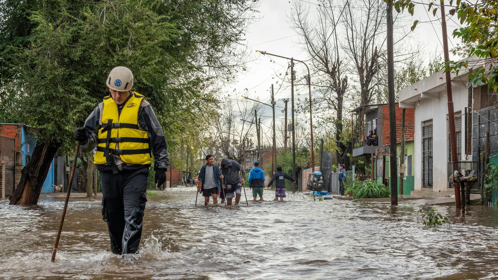 Flooded streets showing storm risks to emergency facility power systems