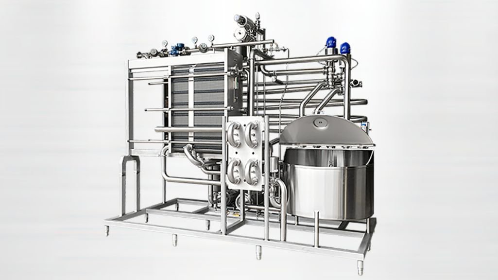 HTST pasteurizer with stainless steel adjustable leveling feet as base