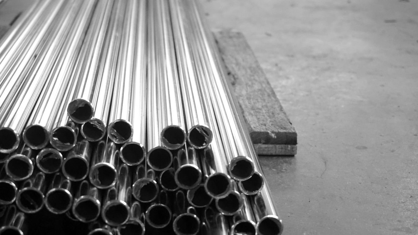 stacked stainless tubing before installation