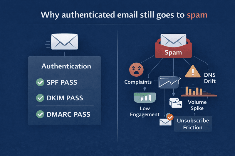 Why authenticated email still goes to spam