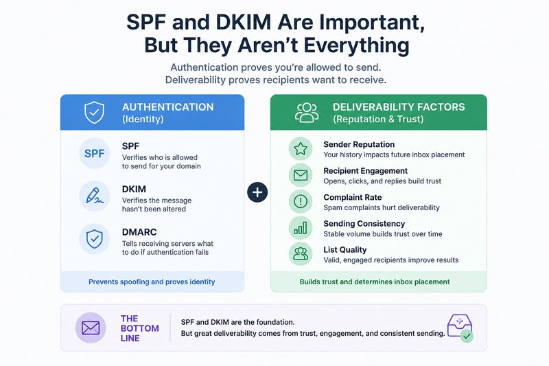 showing authentication and deliverability factors