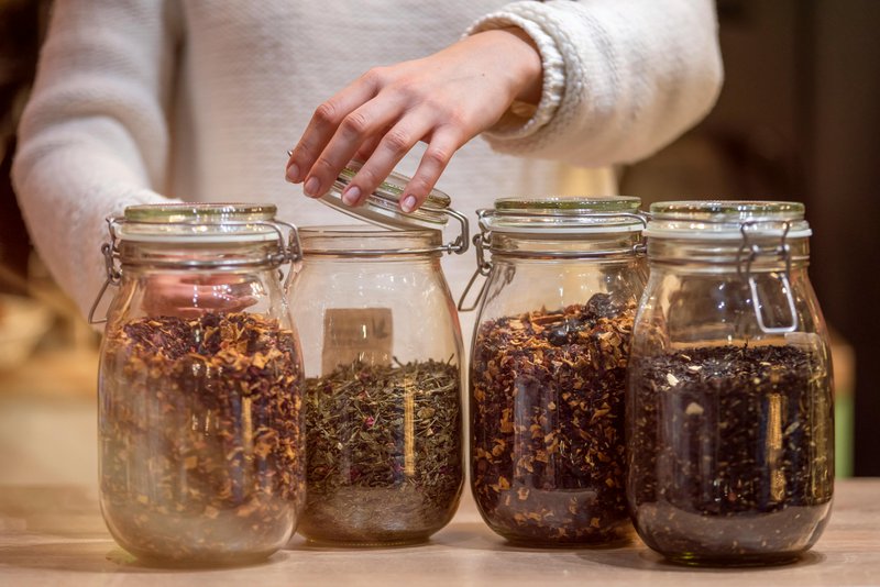 This photo shows food ingredient solutions in jars