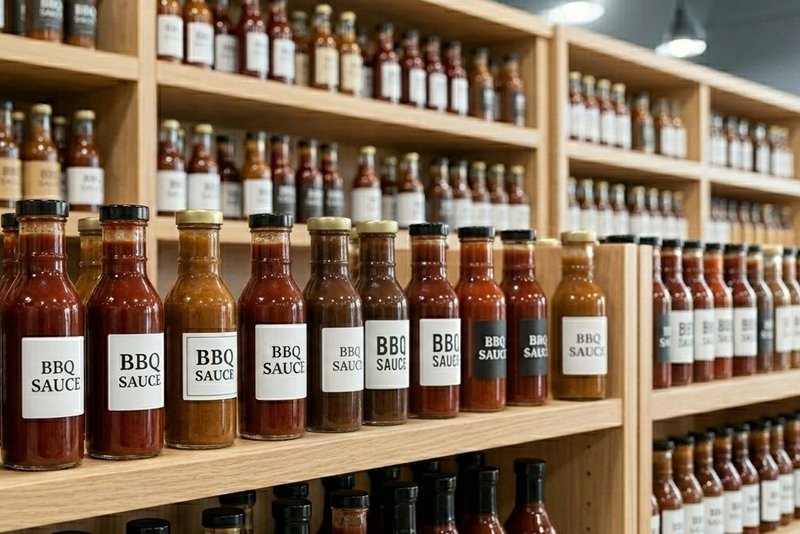 various ring neck bottles for sauces