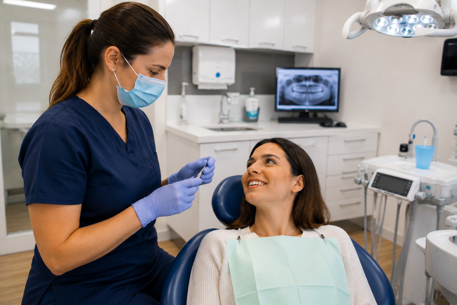 Dentist preparing a patient for a comfortable dental procedure