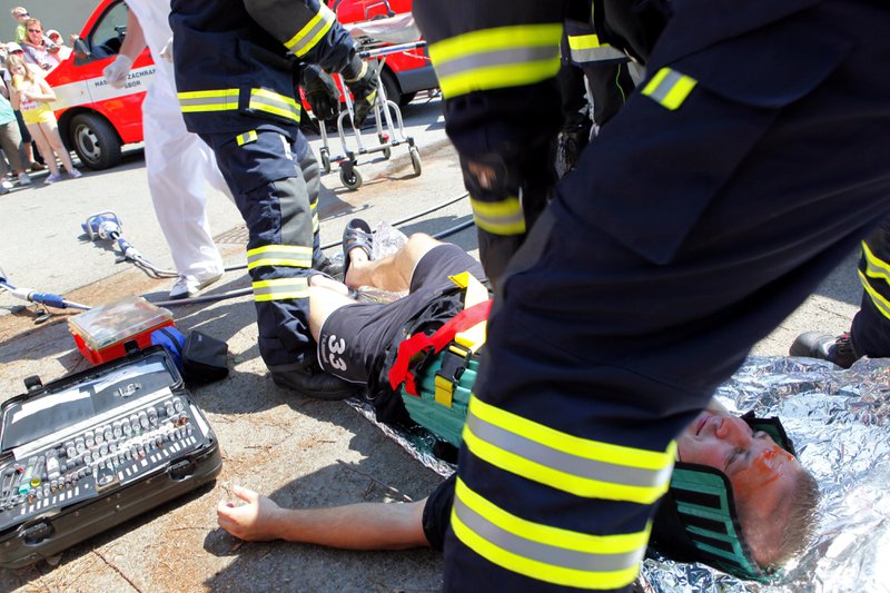Emergency responders on a Stop the Bleed program.