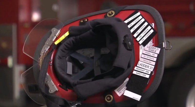 Helmet name tags used to support MCI triage accountability.