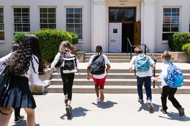 Schoolchildren during active shooter drills.