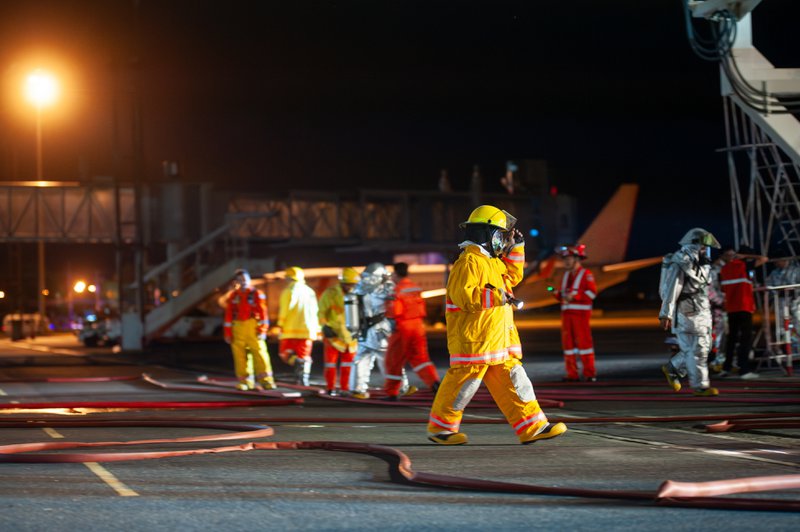 Emergency responders after an aircraft emergency.