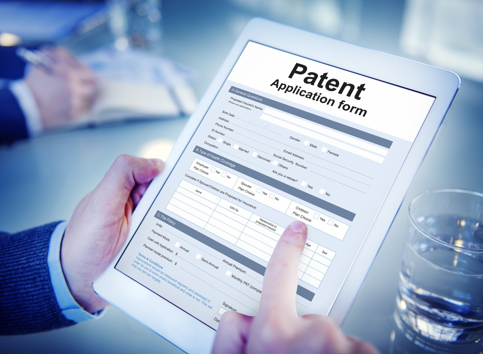 A software patent application form.