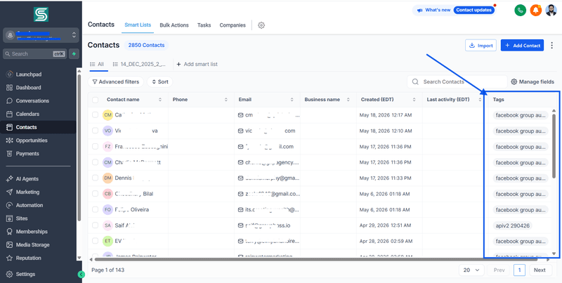 You don’t need to manually create a tagging step inside your GoHighLevel workflow. Groupboss automatically applies a tag (like "FB Group Lead" or your specific group name) to every contact it pushes into GHL. 