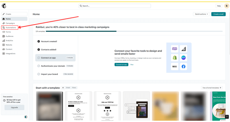 Click automation from the left side panel