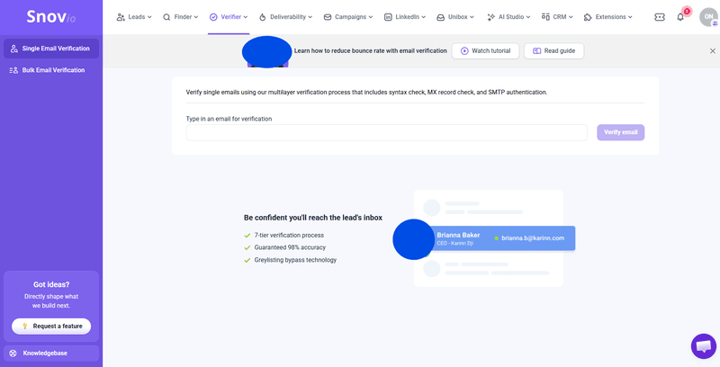 Groupboss pushes leads directly into your Snov.io Prospect List. Before launching your outreach, use Snov.io’s built-in Email Verifier.