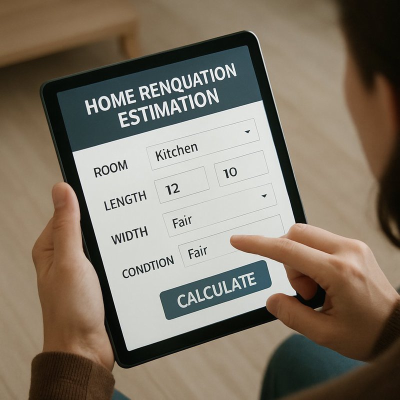 women using tablet to calculate home estimation renovation
