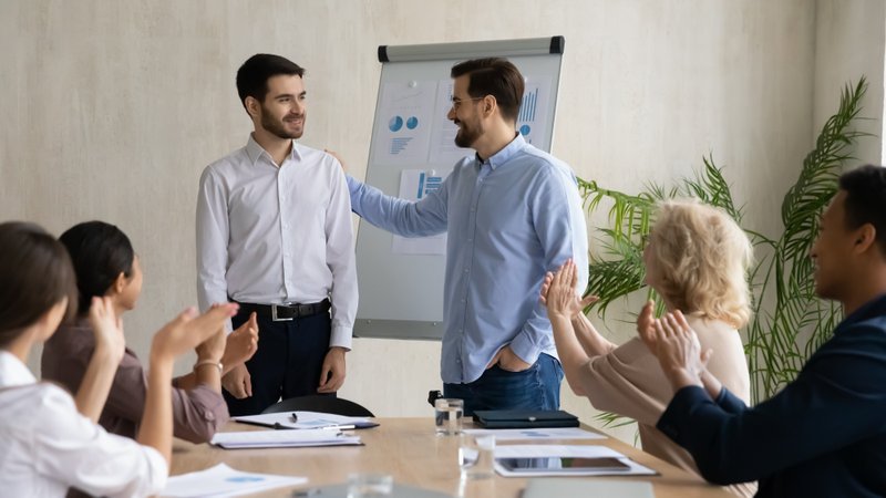 Staffing coordinator introducing a worker to a new job placement