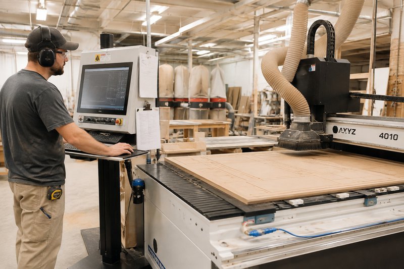 Commercial millwork fabrication using CNC woodworking equipment