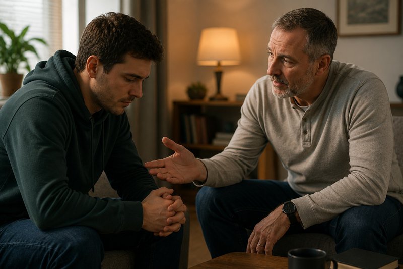 a sponsor talking to a guy in early recovery