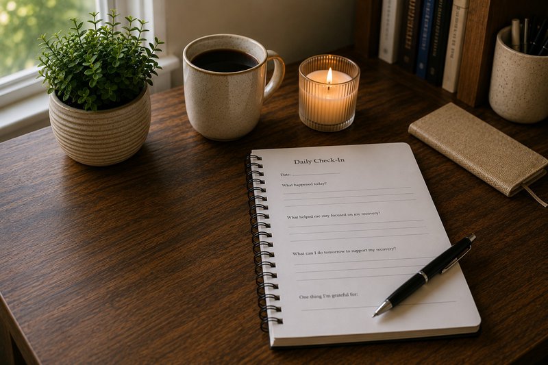 daily recovery check-in journal with practical reflection prompts