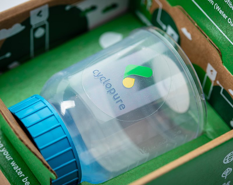 Cyclopure Water Test Kit Pro sample cup in its box, used to screen for PFAS in well water at home