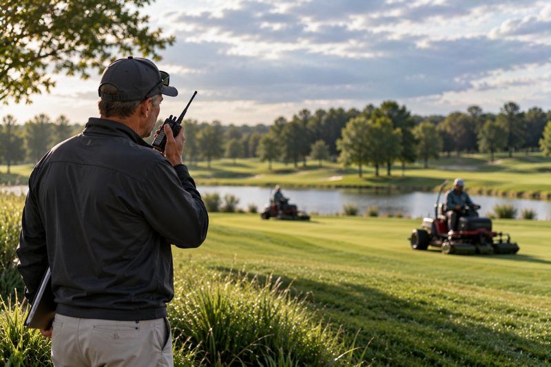 Golf course safety communication between superintendent and grounds crews