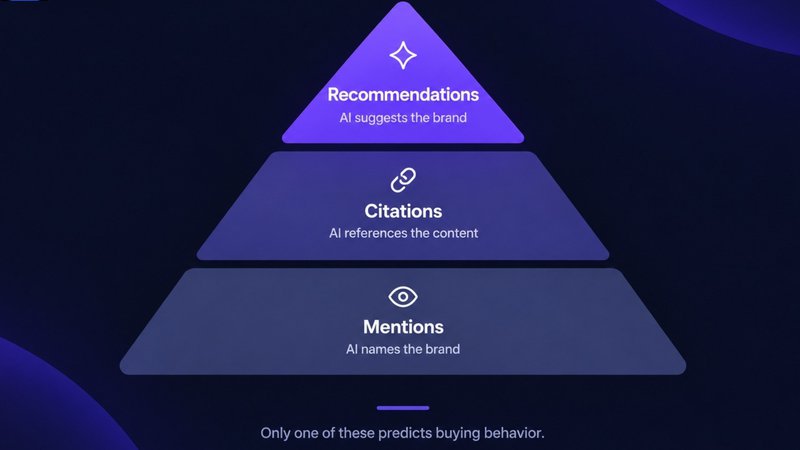 AI search visibility measurement layers — mentions, citations, recommendations